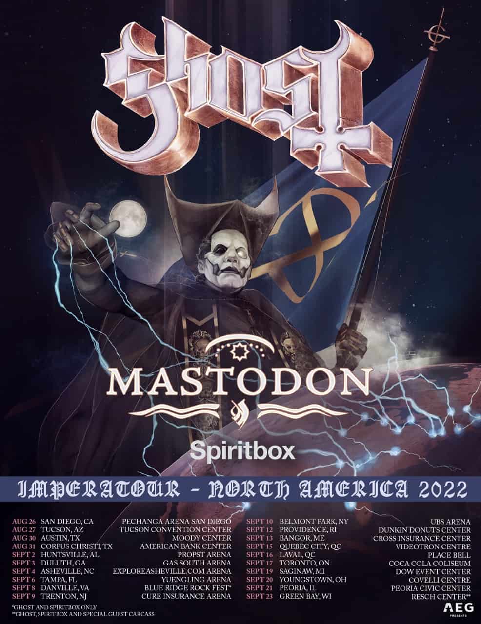 Ghost Announces North America Tour W/Mastodon Concert Crap